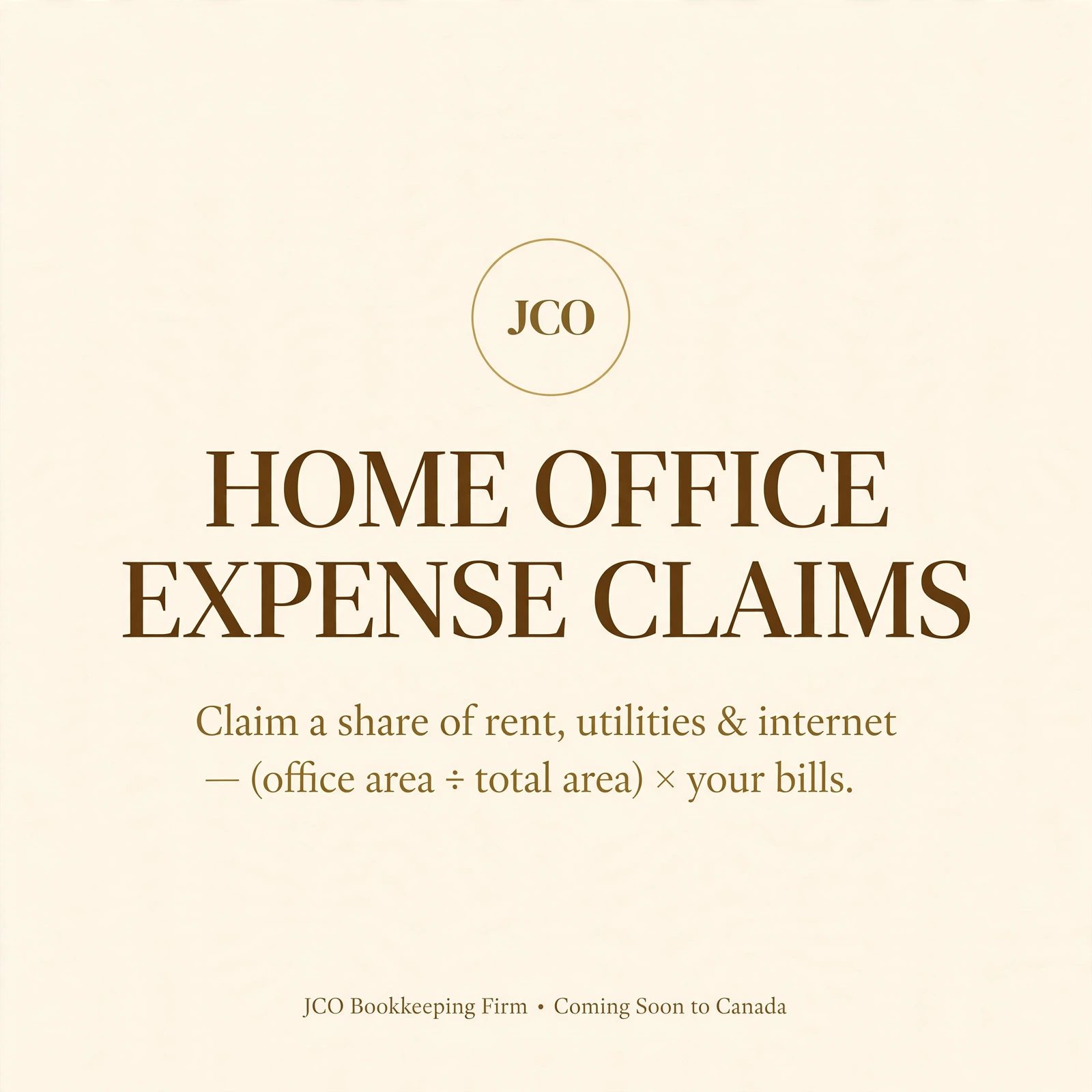Home Office Expense Claims in Canada: What You Can Deduct — JCO tax tip card