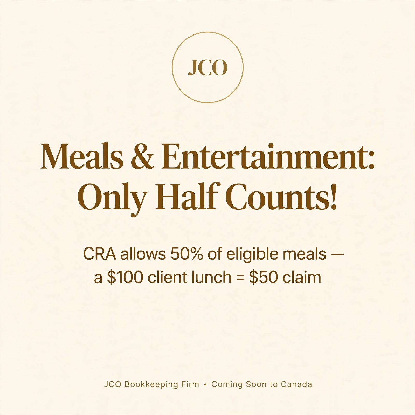 Meals and Entertainment: The 50% Limitation Rule — JCO tax tip card