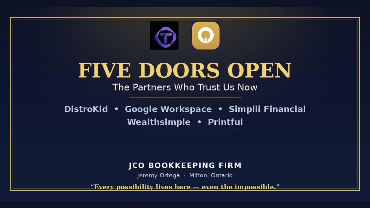 Chapter 2: Five Doors Open — The Partners Who Trust Us Now — JCO Bookkeeping Firm announcement