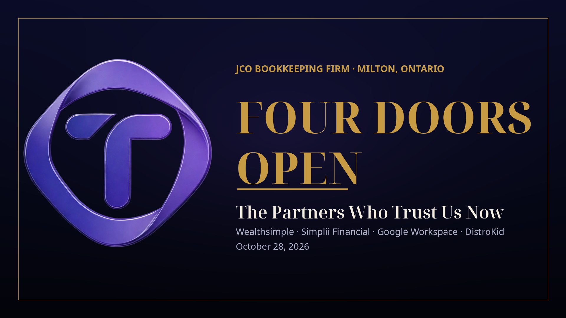 Four Doors Open — The Partners Who Trust Us Now — JCO Bookkeeping Firm announcement
